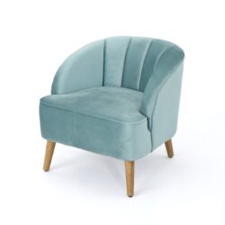 Insightful Channel Tufted Upholstered Accent Chair With Wood Legs - Blue