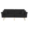 Velvet Tufted Sofa Couch With 2 Pillows And Nailhead Trim - Black - Image 6