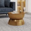 Metal Hammered Coffee Table With Stunning Hourglass Design - Gold - Image 2
