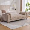 Modern Upholstered End Of Bed Bench With Armrests And Chenille Fabric - Wheat - Image 7