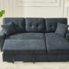 Sectional Sofa Bed L Shaped Sofa Couch Bed With USB Port, Reversible Sofa Couch Sleeper With Pull Out Bed, Chaise With Storage, For Living Room - Black - Image 7
