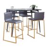 Marcel Mara - 5 Piece Upholstered Contemporary Counter Height Dining Set - Black / Gold / Gray - Image 2
