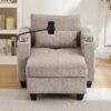 Convertible Chaise Lounge Sofa Chair With USB Ports, Cup Holders, Phone Holder, Storage - Brown - Image 15