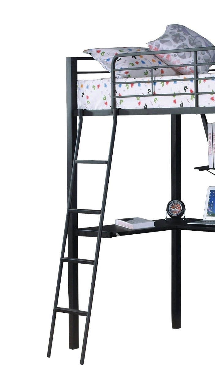 Senon - Twin Loft Bed With Desk - Black / Silver - Image 2