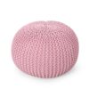 Belle - Modern Knitted Cotton Round Pouf - Pink - Image 5