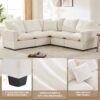 Modern L Shape Modular Sofa, 5 Seat Chenille Sectional Couch Set With 2 Pillows Included, Freely Combinable Indoor Funiture - White - Image 13