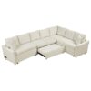 L-Shaped Sofa Convertible Sofa Bed Pull Out Sofa Sleeper With Two Back Pillows, Two USB Ports And Two Power Sockets For Living Room - Beige - Image 12