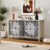 Sideboard Buffet Cabinet, Storage Cabinet With Storage, Modern Storage Cabinet With 4 Doors & Adjustable Shelves For Living Room, Dining Room, Kitchen And Entryway - Black / Natural - Image 5