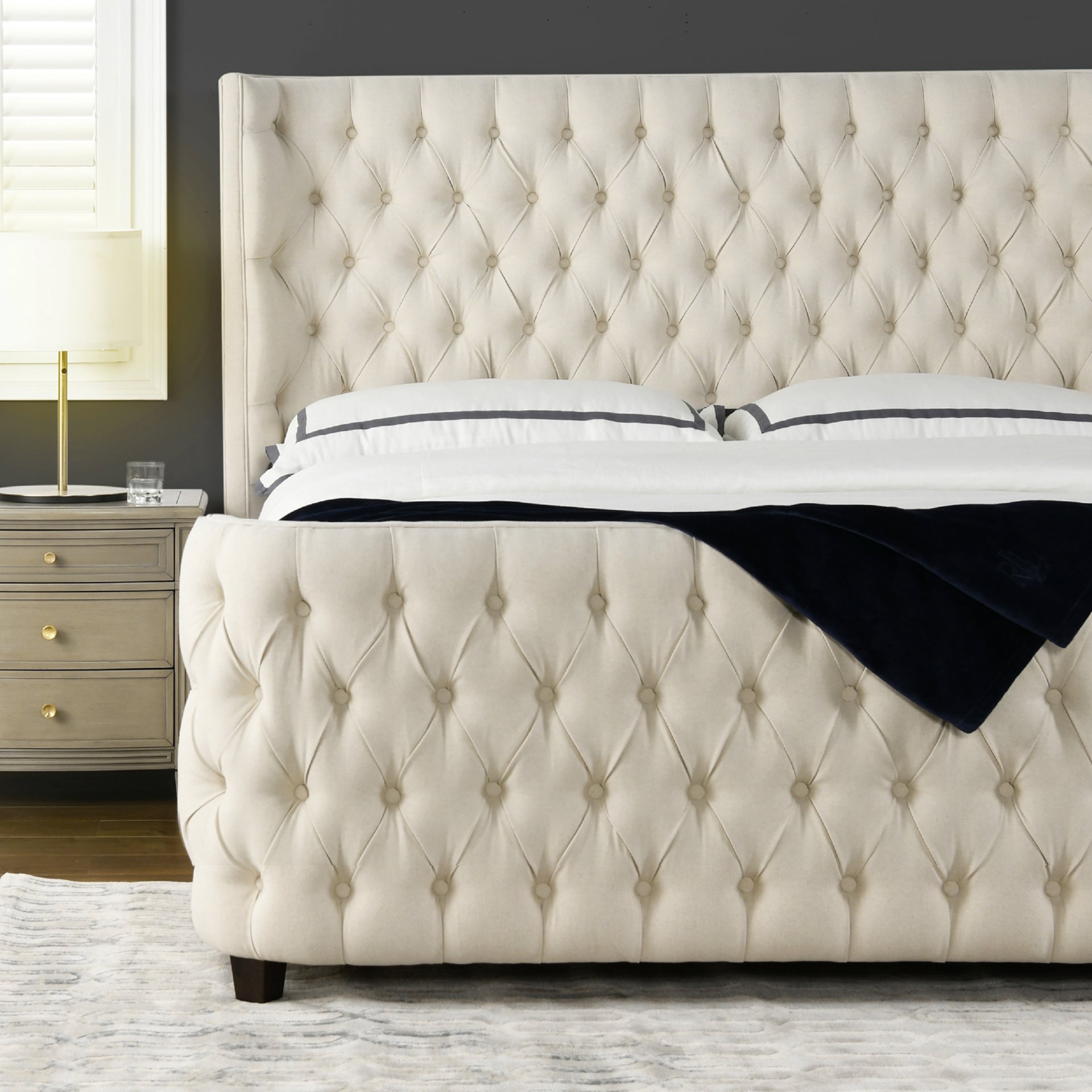 Brooklyn - King Tufted Panel Bed Headboard And Footboard Set - Light Beige - Image 10