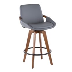 Cosmo - Mid-Century Counter Stool - Gray / Walnut
