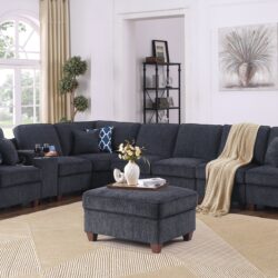 Lily - Sectional Sofa With Ottoman - Black