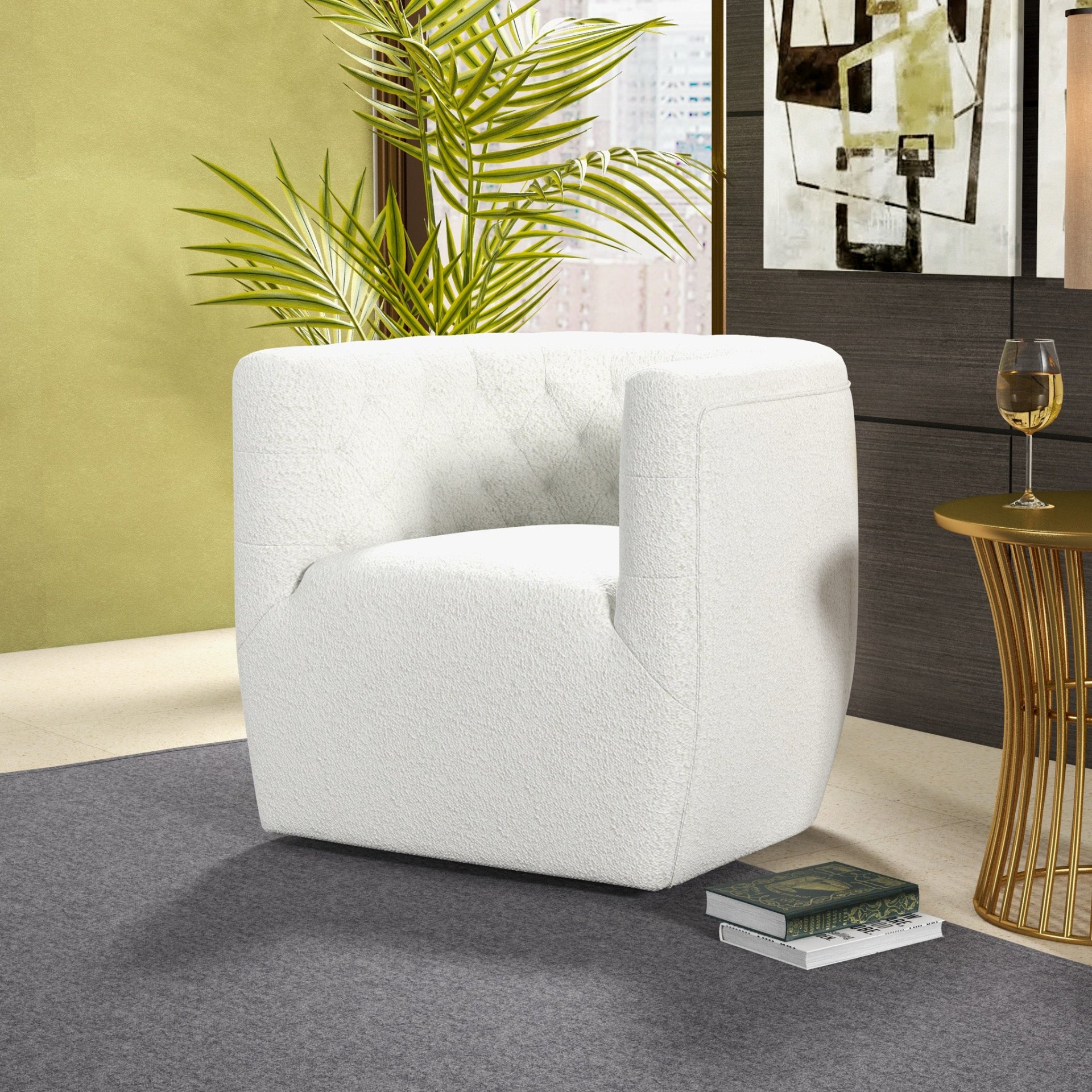 Delaney - Swivel Chair - Fabric - Beige - Image 11