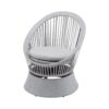 Modern Silver Swivel Wicker Lounge Chair With Xianrattan And Iron Frame, Stylish Round Design - Silver Gray - Image 6