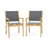 Cordoba - Dining Chair Set With Acacia Wood Frame And Textilen Upholstery (Set of 2) - Teak - Image 9