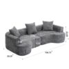 Modern Style Curved Sofa, Soft Cushioned Corduroy Sofa With 3 Pillows, Living Room Super Smooth Curved Fabric Sofa - Gray - Image 3