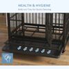 Pawhut - 36" Heavy Duty Dog Crate Metal Cage Kennel With Lockable Wheels, Double Door And Removable Tray - Gray - Image 5