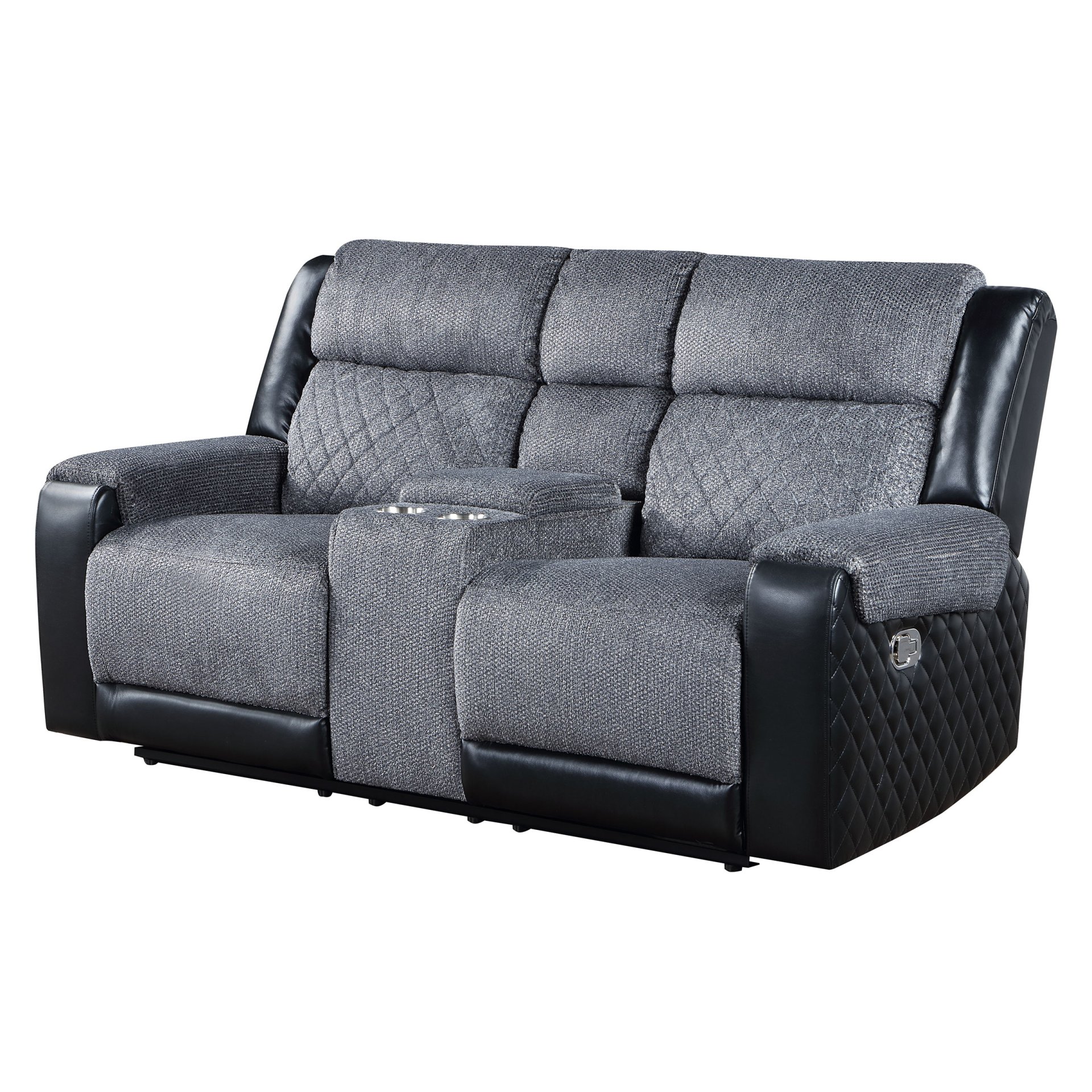 Alicia - Console Reclining Loveseat - Gray Black - Image 5
