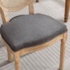 French Style Solid Wood Frame Antique Painting Linen Fabric Rattan Back Dining Chair (Set of 2) - Gray - Image 9