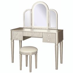 Mirrored Vanity With LED Light,Makeup Vanity Table Set - Champagne