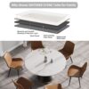 53.15" Modern Artificial Stone Round Carbon Steel Base Dining Table, Can Accommodate 6 People -White / Black - Image 6