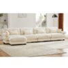 Modern L Shaped Sectional Cloud Sofa With Convertible Deep 4 Seater Design - Cream - Image 7