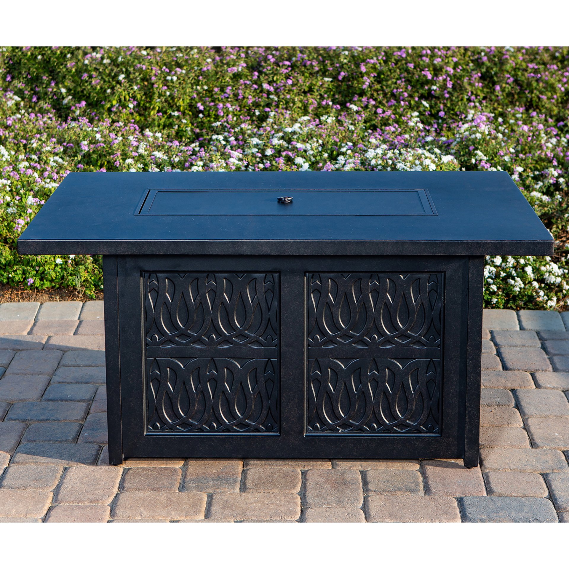 Aluminum Rectangle Fire Table With Fire Glass And Cover - Antique Bronze - Image 2