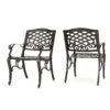 Luminea - Outdoor Aluminum Dining Chair With Scroll Design, Lattice Pattern And Cabriole Legs - Bronze - Image 5