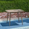 Modern Outdoor Square Acacia Wood Table With Straight Legs - Gray - Image 5