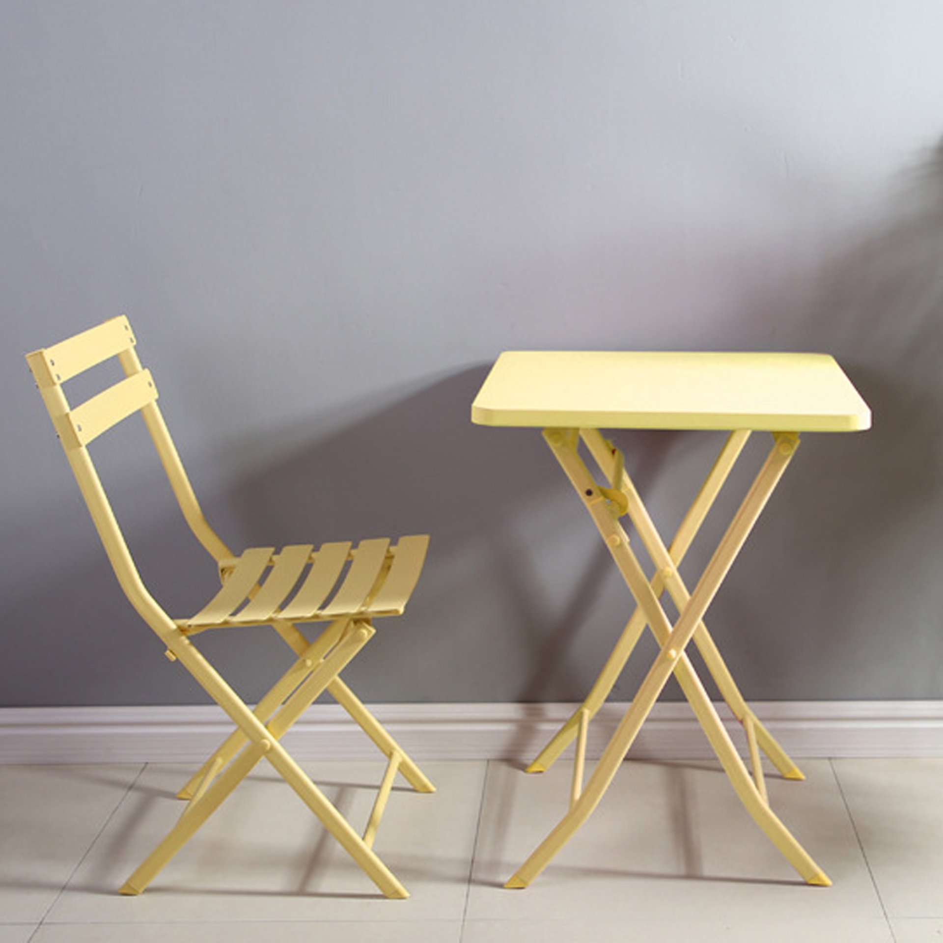 3 Piece Patio Bistro Set Of Foldable Square Table And Chairs - Yellow - Image 11