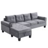 Modern Sectional Sofa Set With L Shape Chaise Lounge, Cup Holder, And Storage - Gray - Image 7