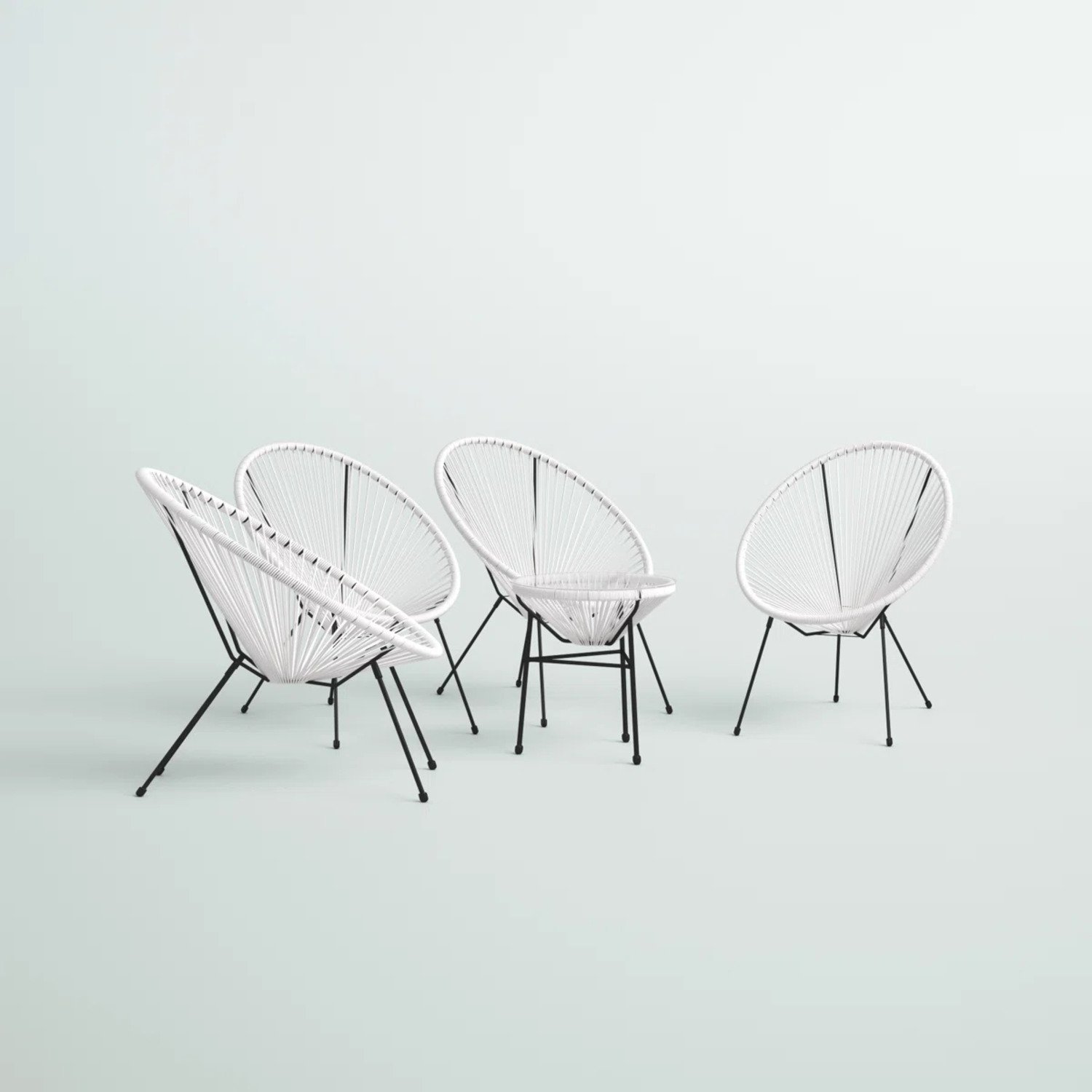 Outdoor 4 Person Conversation Set With Ergonomic Lounge Chairs And Tempered Glass Table - White - Image 5