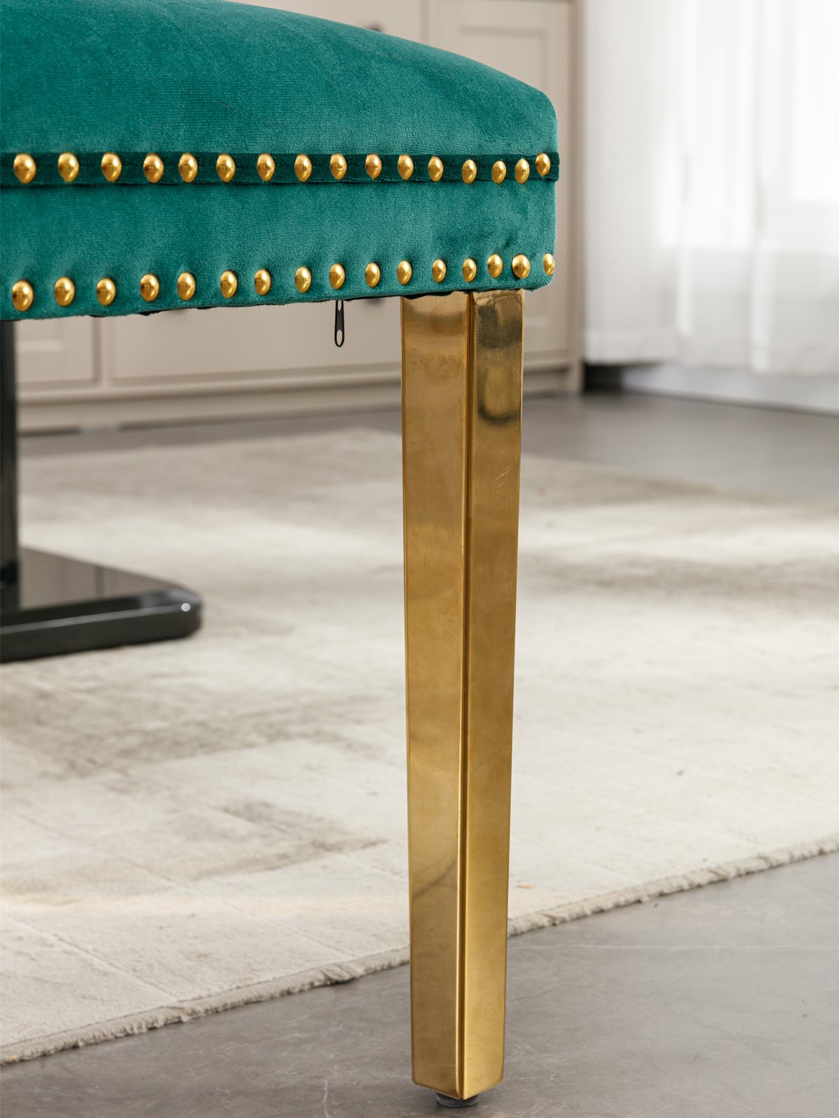 Nikki - Modern, High-End Tufted Solid Wood Contemporary Velvet Upholstered Dining Chair With Golden Stainless Steel Plating Legs, Nailhead Trim (Set of 2) - Green - Image 12