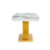 Modern Minimalist Dining Table With Imitation Marbled Glass Top And Legs For Kitchen And Living Room - Gold - Image 14