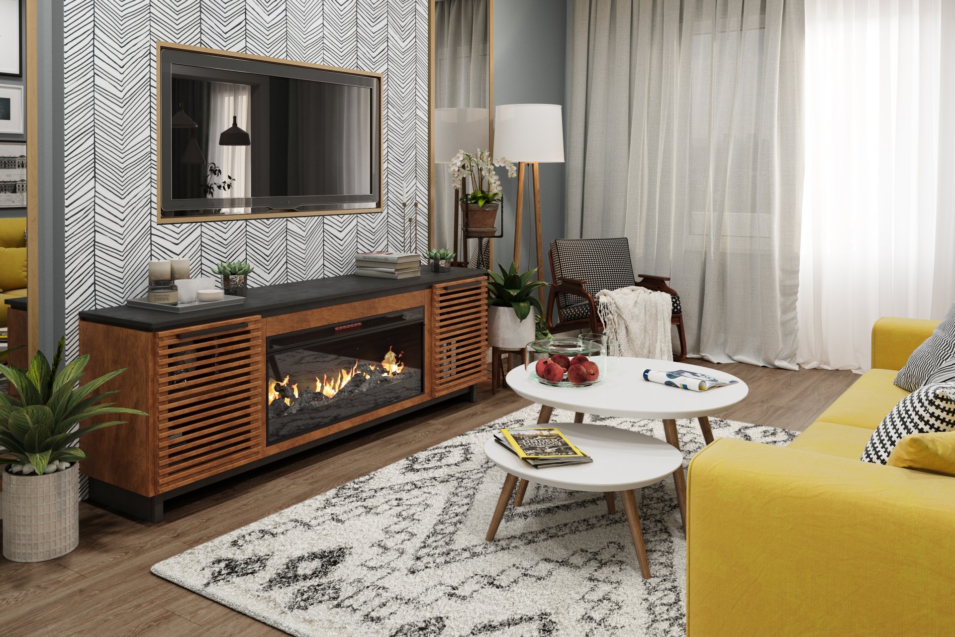 Graceland - Fireplace TV Stand Console For TVs Up To 100" - Black, Bourbon - Image 5