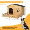 Wooden Dog House Outdoor With Porch, Dog Kennel With Water Resistant Asphalt Roof And Fencing, Indoor & Outdoor Dog Crate With Paw Print, Medium - Nature - Image 8