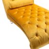 Velvet Button Tufted Upholstered Chaise Lounge Chair With Pillow For Bedroom Living Room Office - Mustard - Image 16