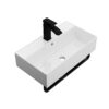 Wall Mounted Rectangular Bathroom Sink With Towel Bar & Overflowfaucet - White / Black - Image 9