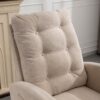 Accent Rocking Chair With Footrest High Back Rubber Wood Rocking Legs Bedroom Living Space - Beige - Image 5