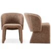 Modern Accent Chair Brown Single Sofa Chair, Upholstered Side Chair Teddy Comfy Chair For Dining Room / Bedroom / Living Room / Reception 1 Piece - Brown - Image 16