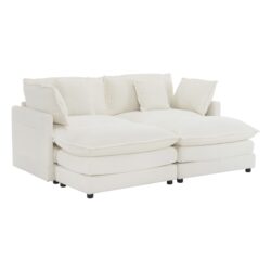 Modern Sofa Modular Sofa Couch Upholstered Corduroy L - Shape Sectional Sofa With Side Storage Pockets For Living Room - Beige