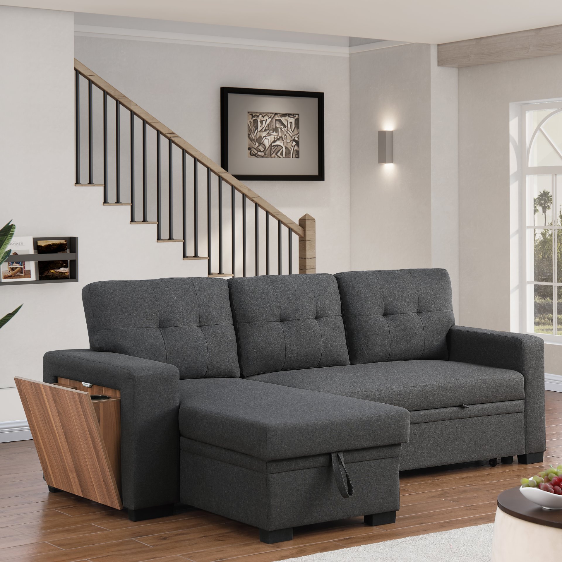 3 Piece Upholstered Sectional - Dark Gray - Image 8