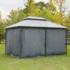 Outsunny - Patio Gazebo, Outdoor Gazebo Canopy Shelter With Curtains, Vented Roof, Steel Frame For Garden, Lawn, Backyard And Deck, - Sage Gray - Image 9