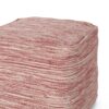 Enigma - Yarn And Cotton Square Pouf Ottoman With Polystyrene Beads - Red / White - Image 2