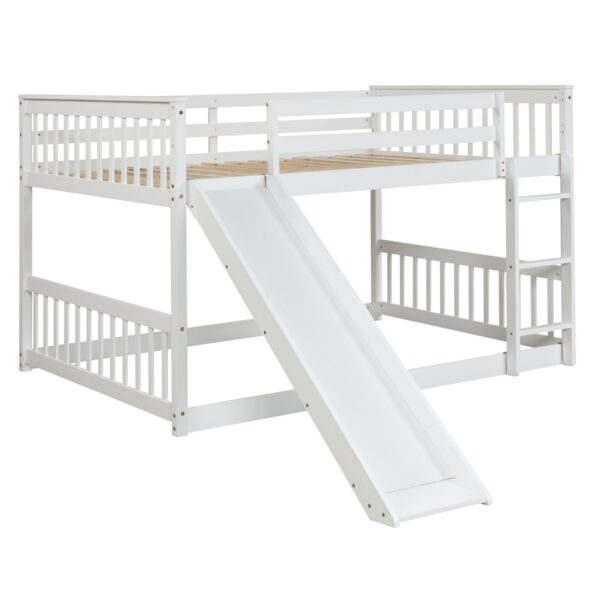 Full Over Full Bunk Bed With Slide And Ladder - White