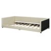 Queen & Twin Long Size Upholstered Platform Bed, Mother & Child Bed - Beige - Image 3