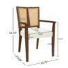 Mid Century Modern Arm Dining Chair (Set of 2) With Rattan Backrest - Beige / Walnut - Image 3
