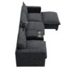 Modern Sectional Cloud Sofa With Console USB Charger Reading Light Cup Holder, Wide Seat 4 Seat Modular Couch Storable Indoor Funiture - Dark Gray - Image 10