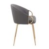 Claire - Contemporary / Glam Chair (Set of 2) - Gold / Gray - Image 3