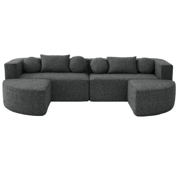 Boneless - Couch Modular Sectional Sofa With Deep Seating, Curved Design - Black