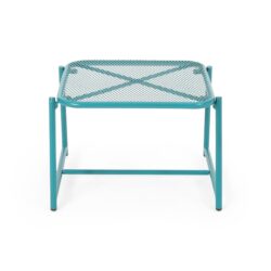 Outdoor Side Table With Mesh Design - Teal